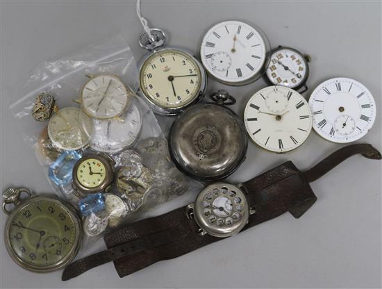A small quantity of wrist watches, pocket watches and movements.